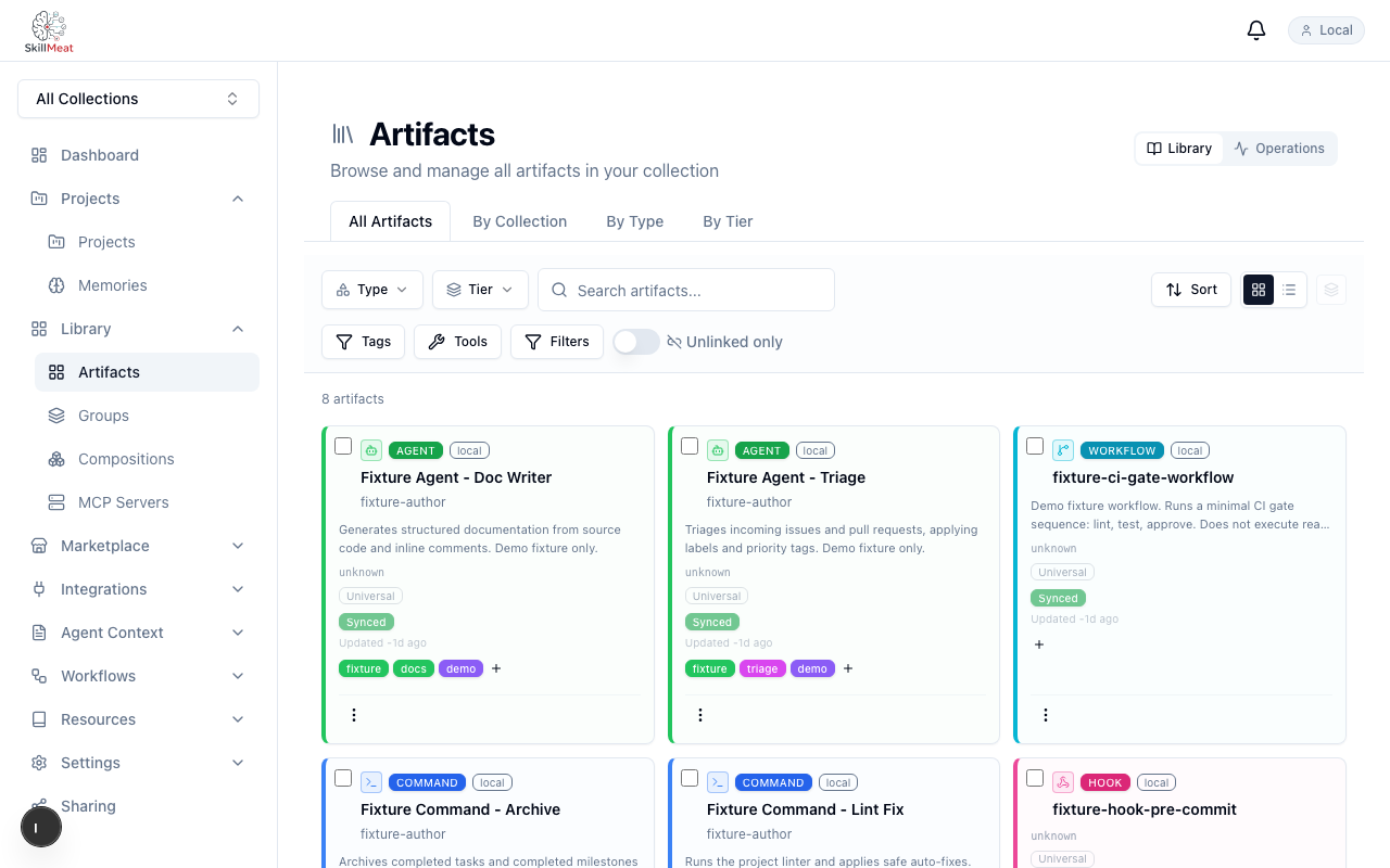 Artifacts list
